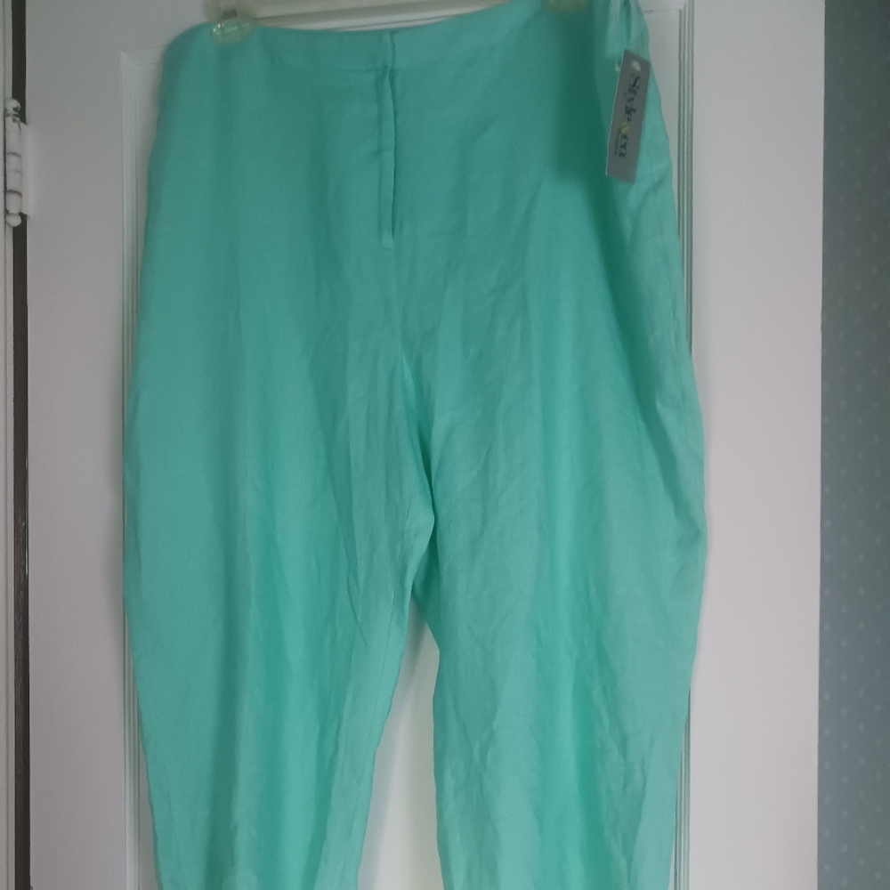 Style And Co. Aqua 100% Lonen Womens Pants NWT Size 20w